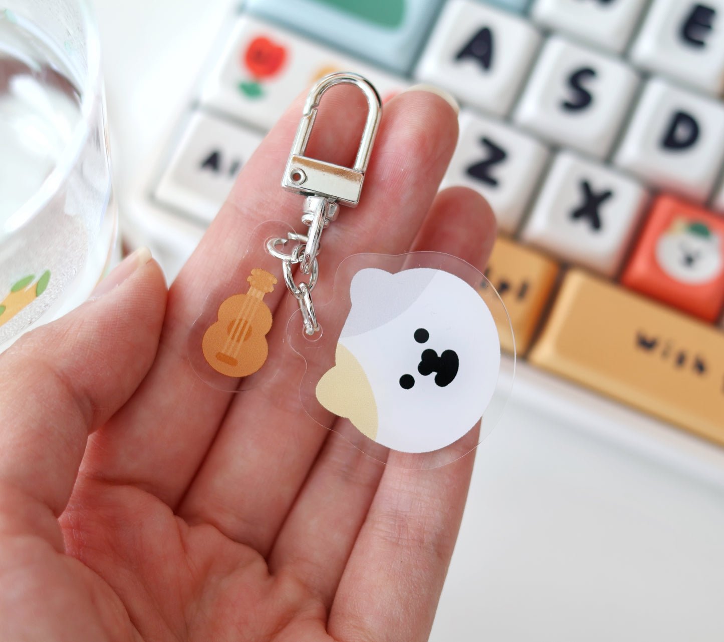 MeMe Cat in Spring Keychain