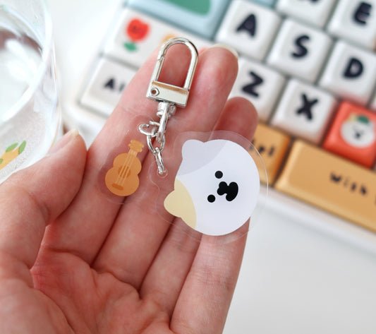 MeMe Cat in Spring Keychain