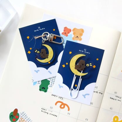 MoMo Rabbit and Moon Keychain