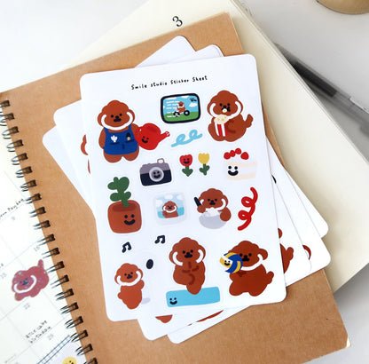 Rice Cake Puppy with Hobbies Glossy Sticker Sheet